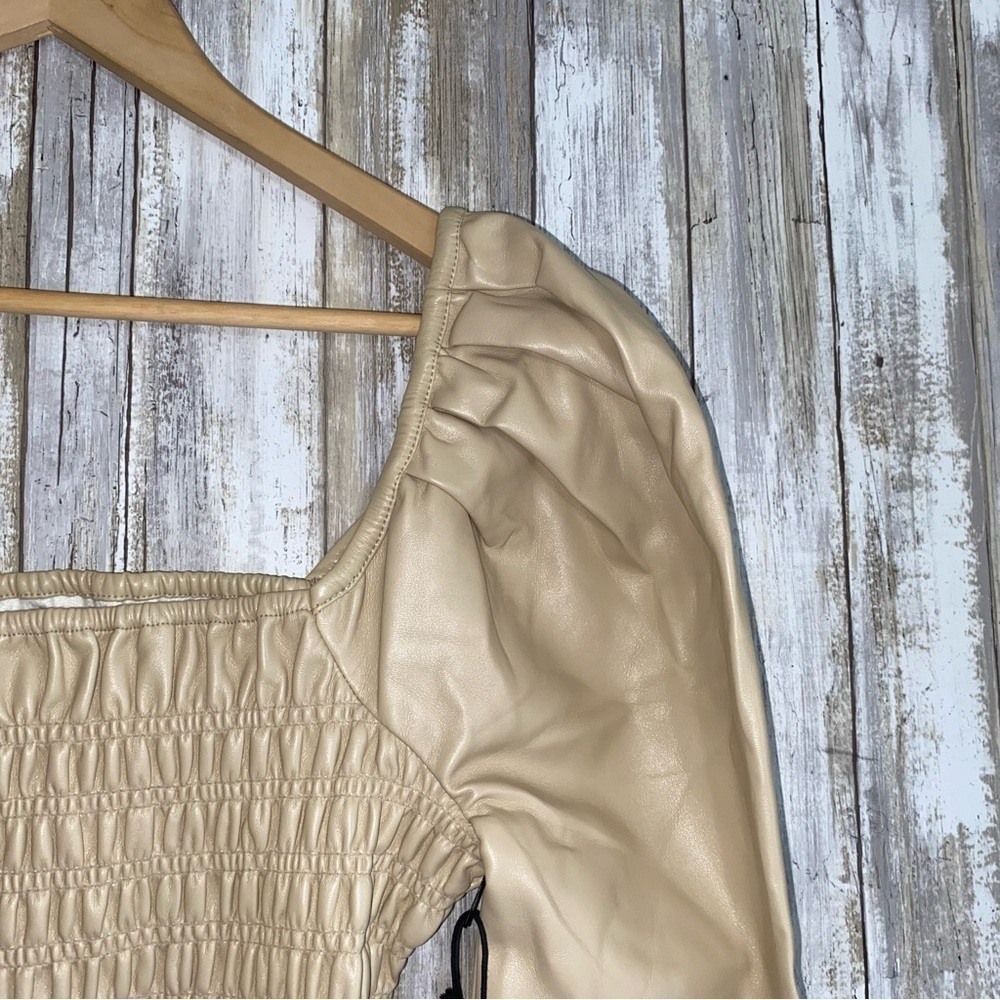 NWT Saylor Justina Smocked Vegan Leather Dress - Picture 4 of 9
